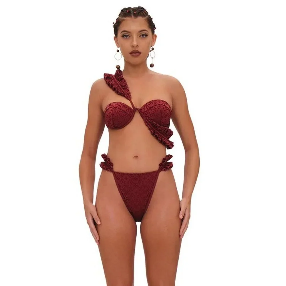 Andrea Iyamah Mulan Bikini Set Wine Color – Size XS NWT